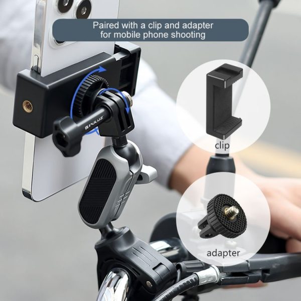PULUZ Handlebar Arm Mount with Phone Clamp & Mount Adapter & Long Screw - Image 5