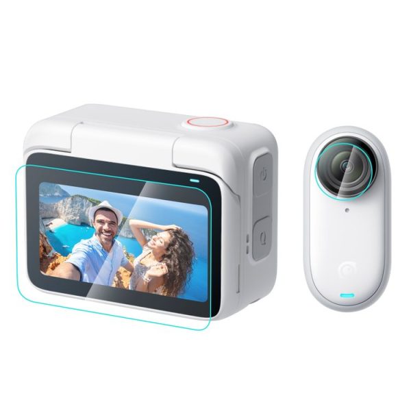 Insta360 GO 3 / GO 3S PULUZ 2 in 1 Screen and Lens Tempered Glass Film (Transparent) - Image 2
