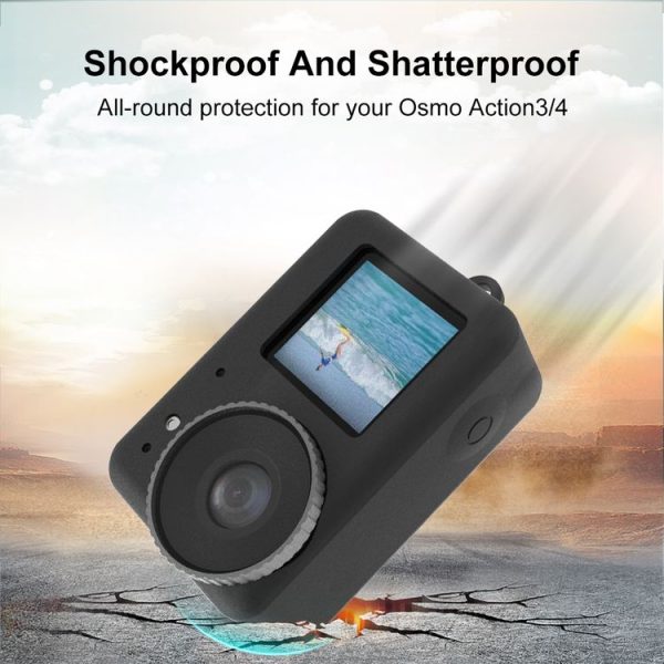 DJI Osmo Action 5 Pro / 4 / 3 PULUZ Silicone Protective Case with Lens Cap (Black) - Image 6