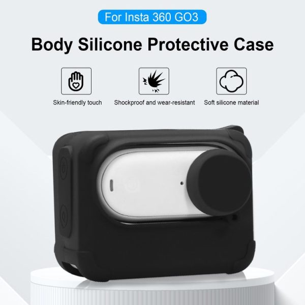 Insta360 GO 3 PULUZ Camera Charging Case Silicone Case with Lens Cap & Strap (Black) - Image 2