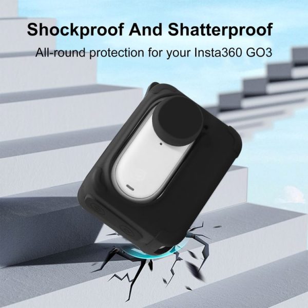 Insta360 GO 3 PULUZ Camera Charging Case Silicone Case with Lens Cap & Strap (Black) - Image 6