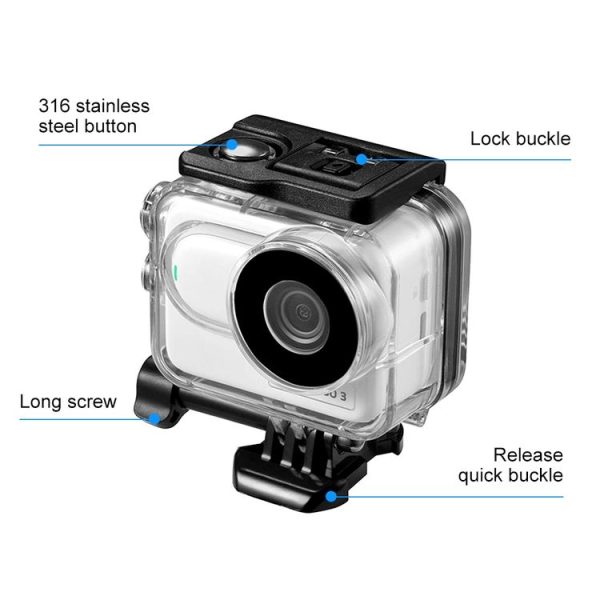 Insta360 GO 3 / GO 3SPULUZ 60m Underwater Waterproof Housing Case with Base Adapter & Screw (Transparent) - Image 4