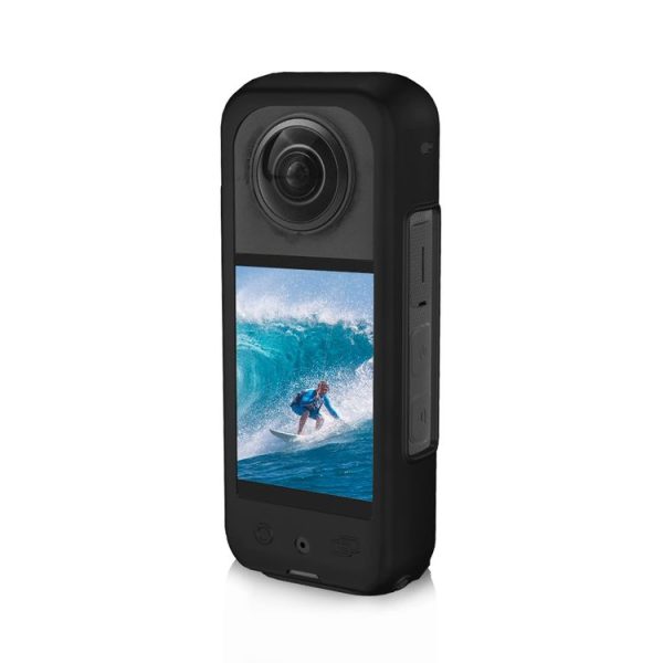 Insta360 X3 PULUZ Silicone Case Protective Cover with Hand Strap (Black) - Image 2