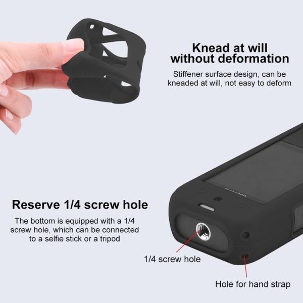 Insta360 X3 PULUZ Silicone Case Protective Cover with Hand Strap (Black) - Image 3