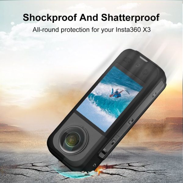 Insta360 X3 PULUZ Silicone Case Protective Cover with Hand Strap (Black) - Image 5