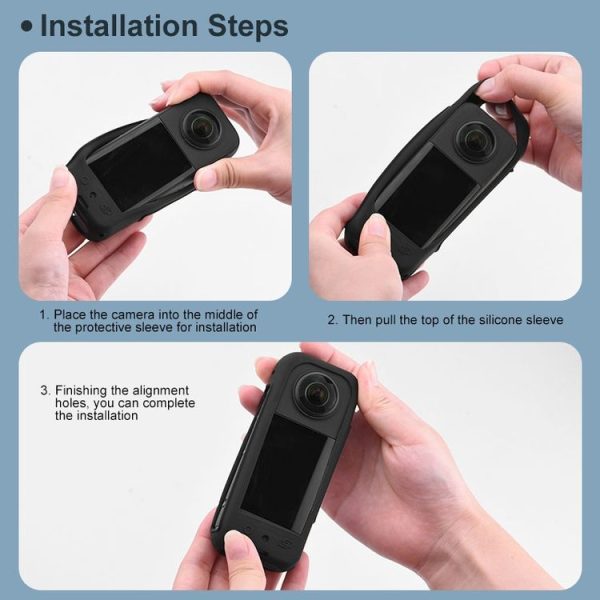 Insta360 X3 PULUZ Silicone Case Protective Cover with Hand Strap (Black) - Image 9