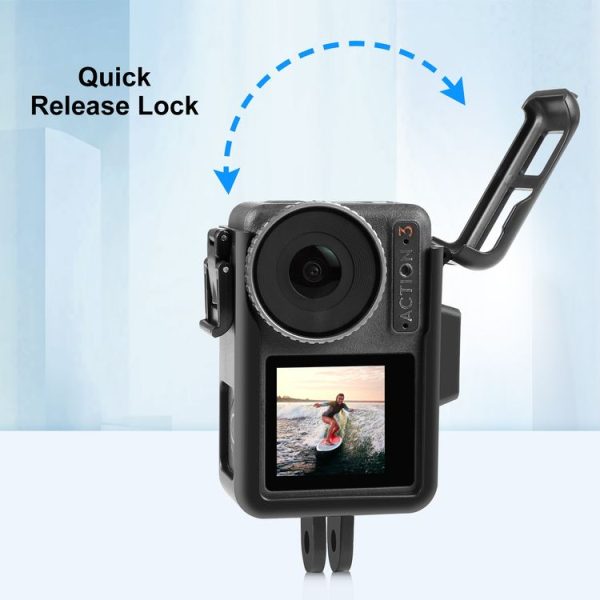 DJI Osmo Action Pro 5 / 4 / 3 PULUZ Vertical Plastic Protective Frame Cage with Cold Shoes (Black) - Image 4