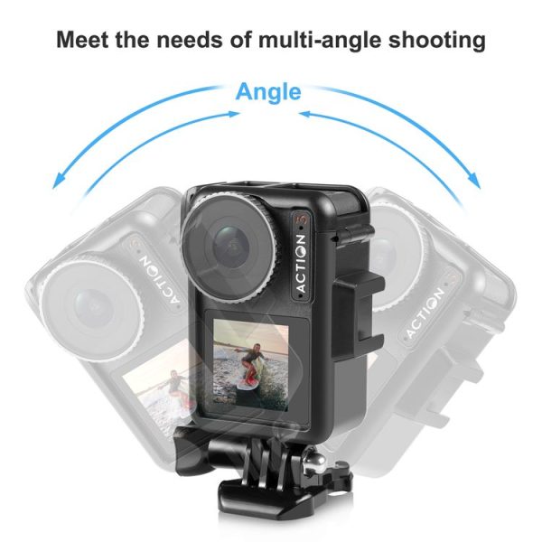 DJI Osmo Action Pro 5 / 4 / 3 PULUZ Vertical Plastic Protective Frame Cage with Cold Shoes (Black) - Image 5