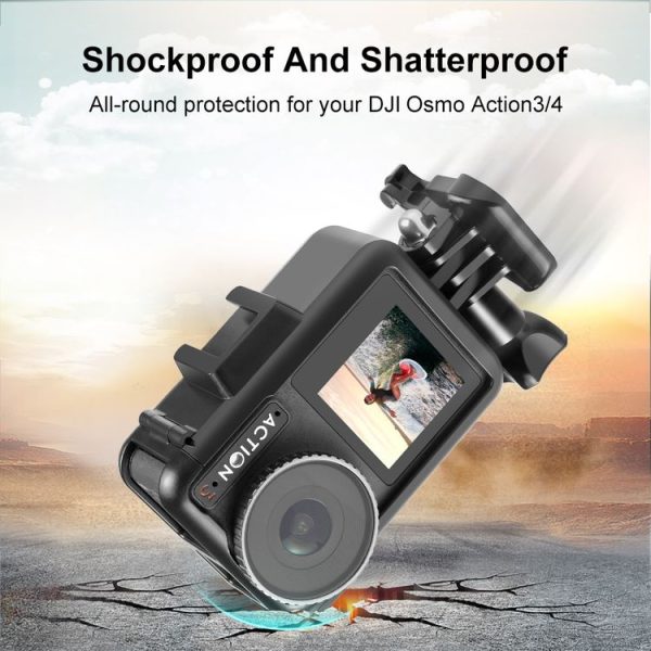 DJI Osmo Action Pro 5 / 4 / 3 PULUZ Vertical Plastic Protective Frame Cage with Cold Shoes (Black) - Image 6