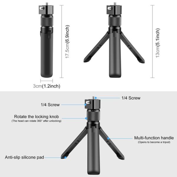 Insta360 X3 / X4 PULUZ Rotary Handle Desktop Tripod Stand (Black) - Image 3