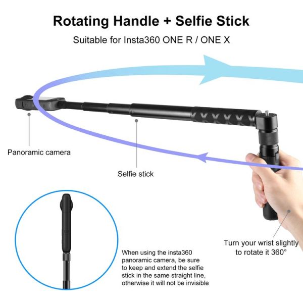 Insta360 X3 / X4 PULUZ Rotary Handle Desktop Tripod Stand (Black) - Image 5