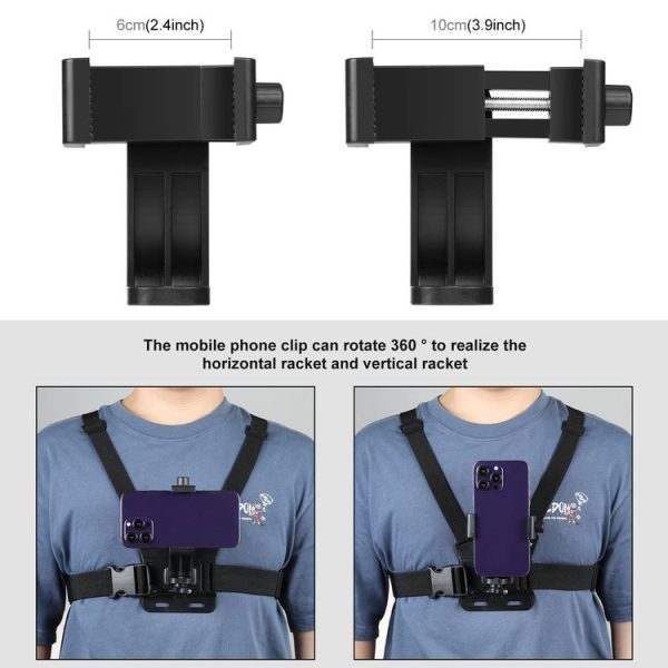 PULUZ 5 in 1 Adjustable Body Mount Belt Chest Strap with Phone Clamp & J Hook Mount & Long Screw Kit - Image 4