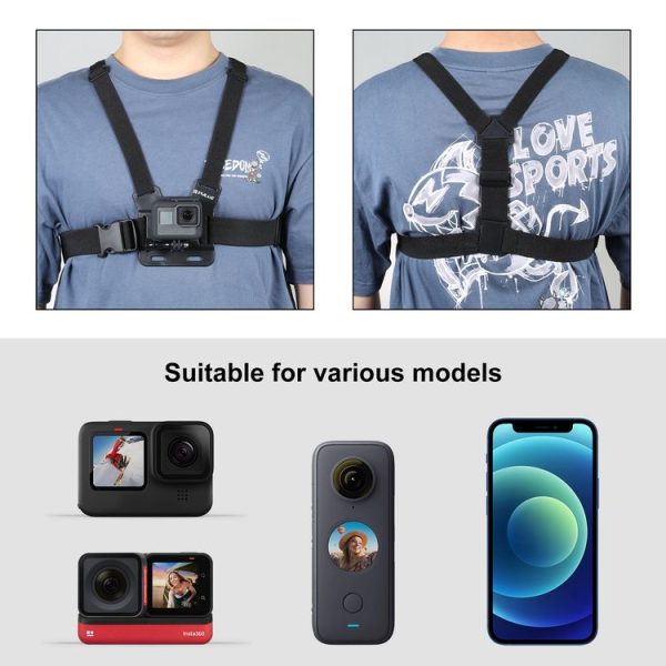 PULUZ 5 in 1 Adjustable Body Mount Belt Chest Strap with Phone Clamp & J Hook Mount & Long Screw Kit - Image 5