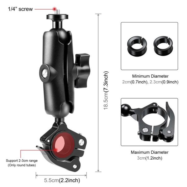 PULUZ Motorcycle O-Clip Quick Release Clamp Handlebar Fixed Mount Holder for GoPro and Other Action Cameras (Black) - Image 2
