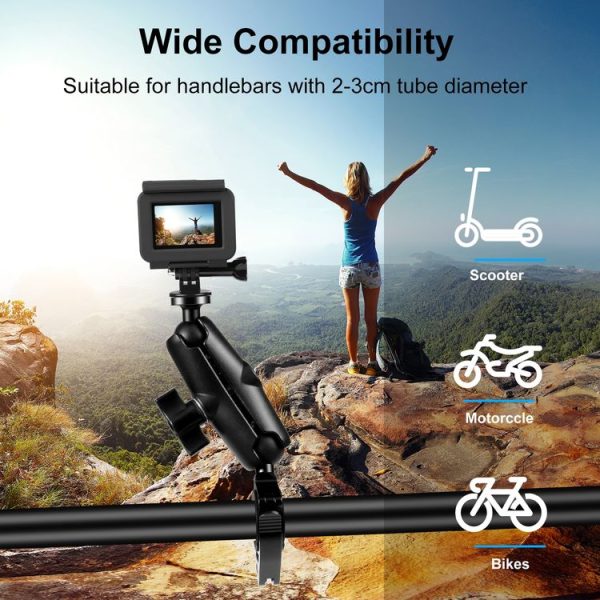 PULUZ Motorcycle O-Clip Quick Release Clamp Handlebar Fixed Mount Holder for GoPro and Other Action Cameras (Black) - Image 5
