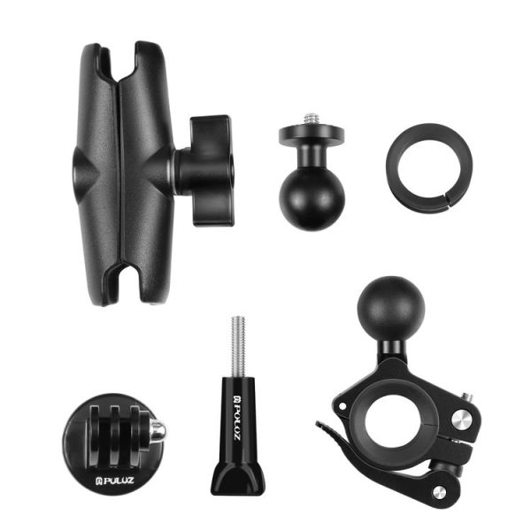 PULUZ Motorcycle O-Clip Quick Release Clamp Handlebar Fixed Mount Holder for GoPro and Other Action Cameras (Black) - Image 7