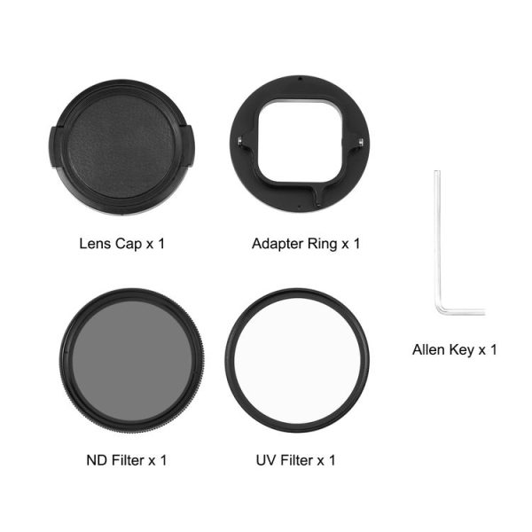 GoPro HERO12 Black / 11 Black / 11 Black Mini / 10 Black / 9 Black PULUZ 52mm UV ND2-400 Filter with Adapter Ring (Black) - Image 8