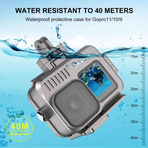 GoPro HERO13 Black / 12 Black / 11 Black / 10 Black / 9 Black PULUZ 40m Waterproof Housing Aluminum Alloy Protective Case (Grey) - Image 6