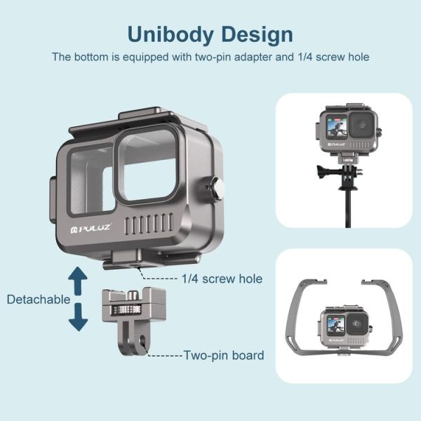 GoPro HERO13 Black / 12 Black / 11 Black / 10 Black / 9 Black PULUZ 40m Waterproof Housing Aluminum Alloy Protective Case (Grey) - Image 9