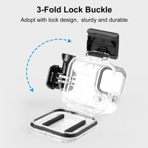GoPro Hero11 Black Mini PULUZ 40m Waterproof Housing Protective Case with Buckle Basic Mount & Screw (Transparent) - Image 4