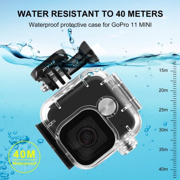 GoPro Hero11 Black Mini PULUZ 40m Waterproof Housing Protective Case with Buckle Basic Mount & Screw (Transparent) - Image 5