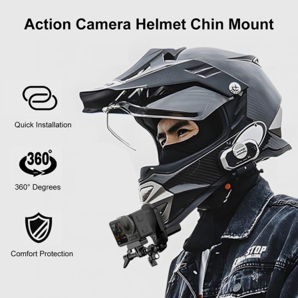 PULUZ Motorcycle Helmet Chin Clamp Mount for GoPro and Other Action Cameras (Black) - Image 2