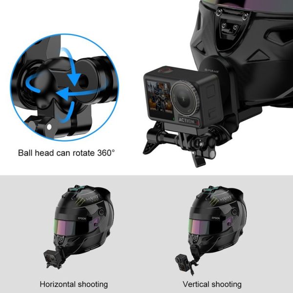PULUZ Motorcycle Helmet Chin Clamp Mount for GoPro and Other Action Cameras (Black) - Image 6