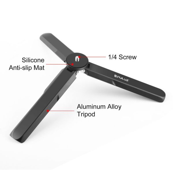 DJI Osmo Pocket 3 / Insta360 X4 PULUZ Aluminum Alloy Metal Tripod (Black) - Image 5