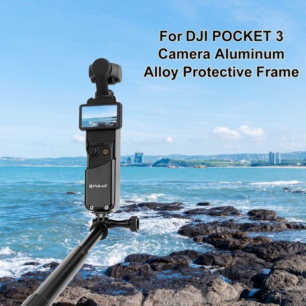 DJI OSMO Pocket 3 PULUZ Metal Protection Frame Cage Adapter Bracket (Black) - Image 2