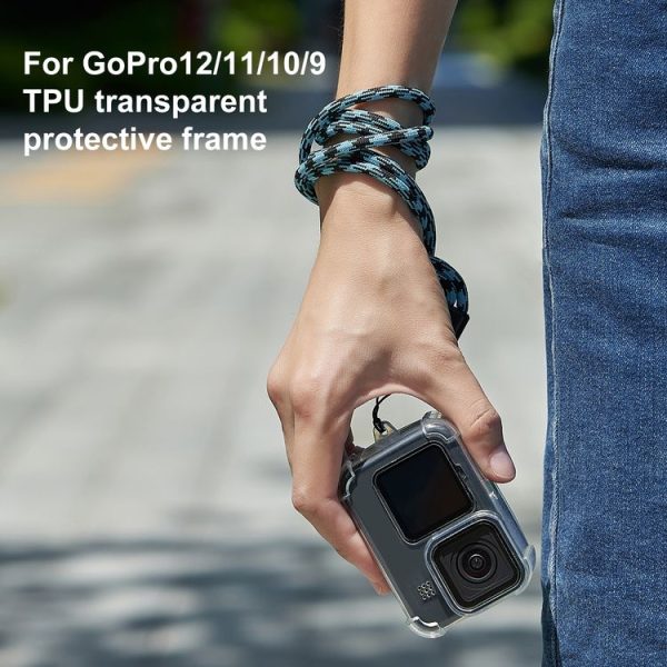 PULUZ Clear TPU Case with Lens Cap & Neck Strap For GoPro HERO12 Black / 11 Black / 10 Black / 9 Black (Transparent) - Image 2