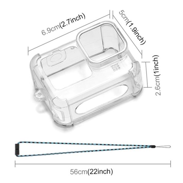 PULUZ Clear TPU Case with Lens Cap & Neck Strap For GoPro HERO12 Black / 11 Black / 10 Black / 9 Black (Transparent) - Image 3