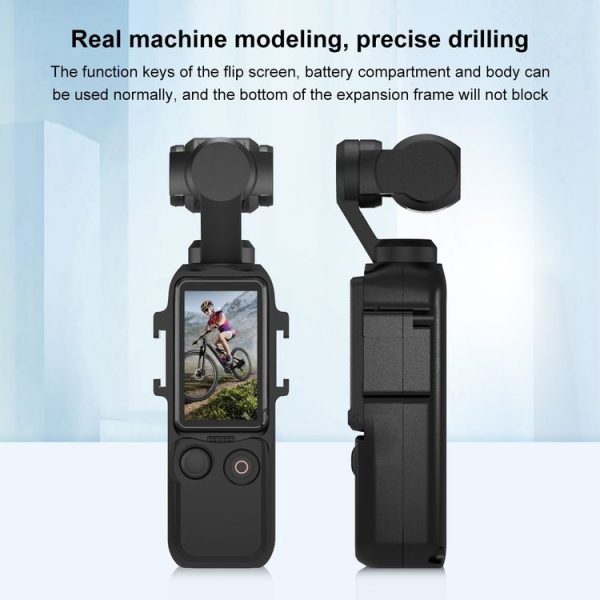 DJI OSMO Pocket 3 PULUZ Metal Protection Frame Cage Adapter Bracket with Dual Cold Shoes (Black) - Image 7