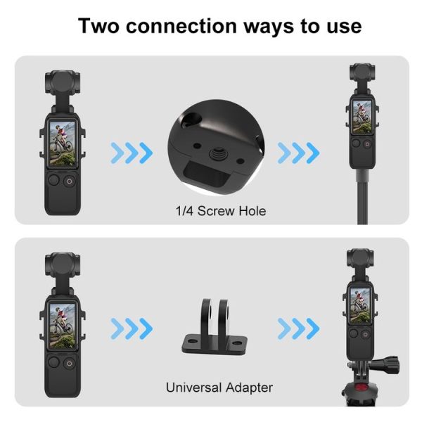 DJI OSMO Pocket 3 PULUZ Metal Protection Frame Cage Adapter Bracket with Dual Cold Shoes (Black) - Image 8