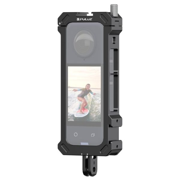 Insta360 X4 PULUZ Metal Protective Cage Rig Housing Frame with Expand Cold Shoe Base & Tripod Adapter (Black)