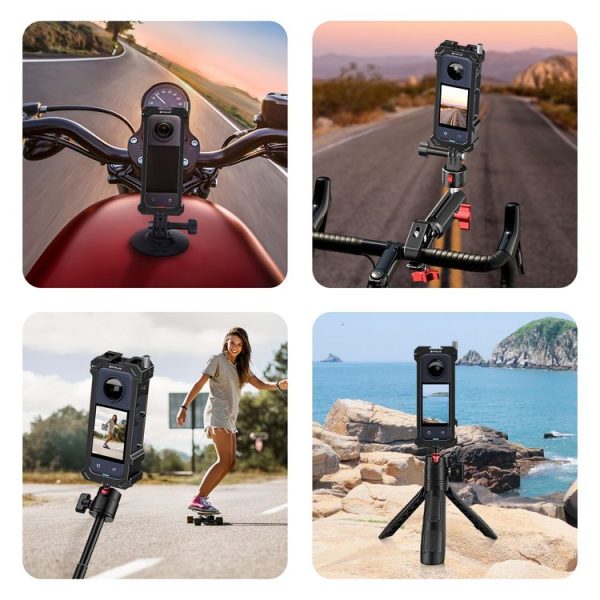 Insta360 X4 PULUZ Metal Protective Cage Rig Housing Frame with Expand Cold Shoe Base & Tripod Adapter (Black) - Image 9
