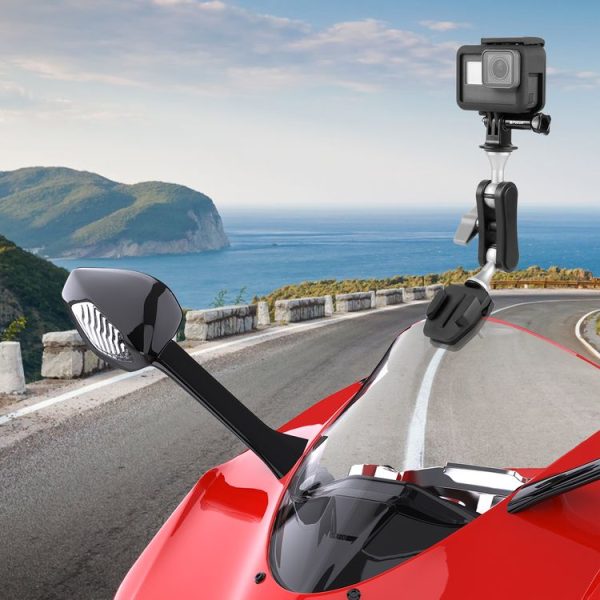 PULUZ Motorcycle Windshield Action Camera Mount Clip for GoPro Hero12 Black / DJI Osmo Action 4 / Insta360 X4 / Ace Pro and Other Action Cameras (Black) - Image 10