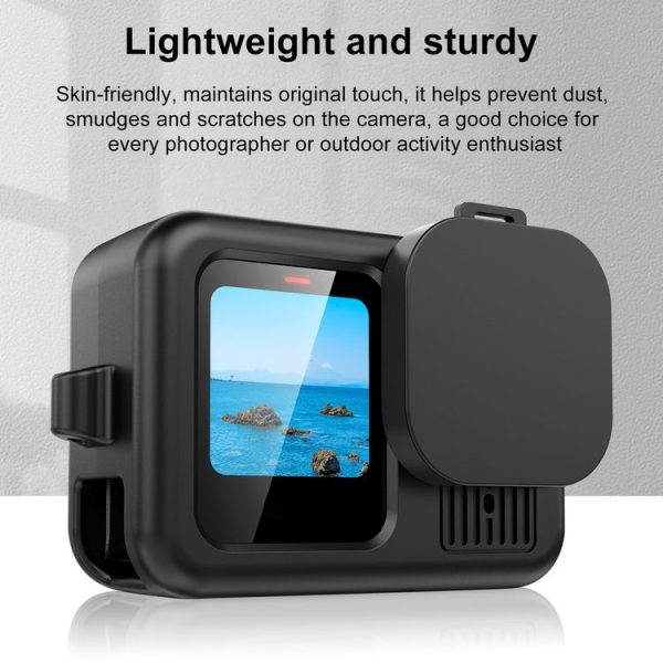 GoPro HERO13 Black PULUZ Silicone Protective Case Cover with Wrist Strap & Lens Cover (Black) - Image 7