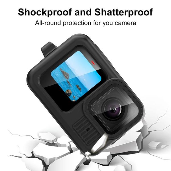 GoPro HERO13 Black PULUZ Silicone Protective Case Side Interface Cover with Wrist Strap & Lens Cover (Black) - Image 6