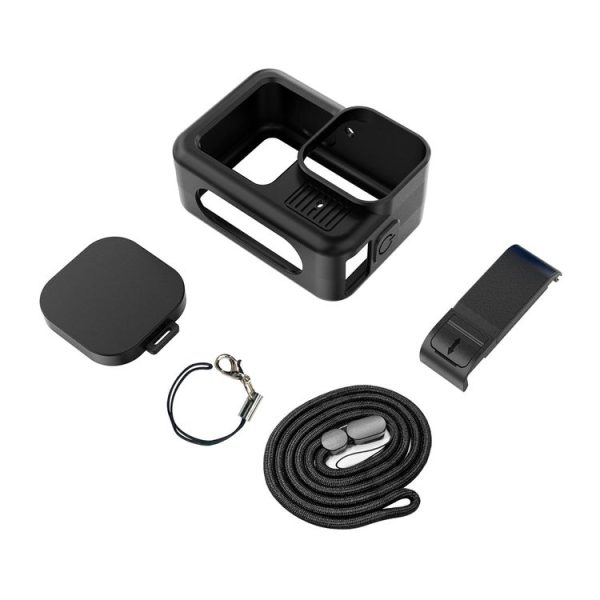 GoPro HERO13 Black PULUZ Silicone Protective Case Side Interface Cover with Wrist Strap & Lens Cover (Black) - Image 9