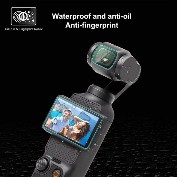 DJI OSMO Pocket 3 PULUZ 9H 2.5D HD Tempered Glass Lens Protector + Screen Film (Transparent) - Image 4