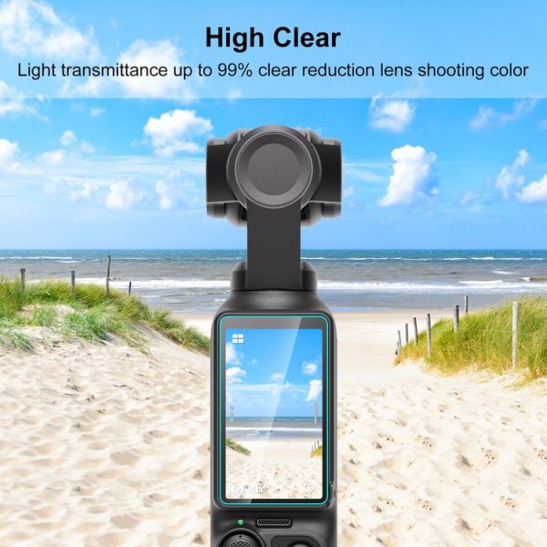 DJI OSMO Pocket 3 PULUZ 9H 2.5D HD Tempered Glass Lens Protector + Screen Film (Transparent) - Image 6