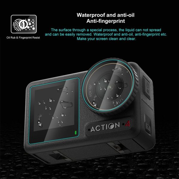DJI Osmo Action 4 PULUZ 3-in-1 Lens Front and Back Screen Tempered Glass Explosion-proof Film (Transparent) - Image 3
