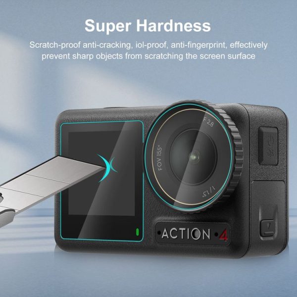 DJI Osmo Action 4 PULUZ 3-in-1 Lens Front and Back Screen Tempered Glass Explosion-proof Film (Transparent) - Image 5