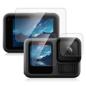 GoPro HERO13 Black PULUZ 3 in 1 Lens and Front Back Screen 9H 2.5D Tempered Glass Film (Transparent)