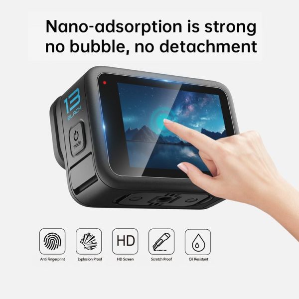 GoPro HERO13 Black PULUZ 3 in 1 Lens and Front Back Screen 9H 2.5D Tempered Glass Film (Transparent) - Image 3