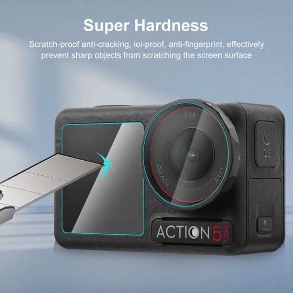 DJI Osmo Action 5 Pro PULUZ 3-in-1 Lens Front and Back Screen Tempered Glass Explosion-proof Film (Transparent) - Image 5