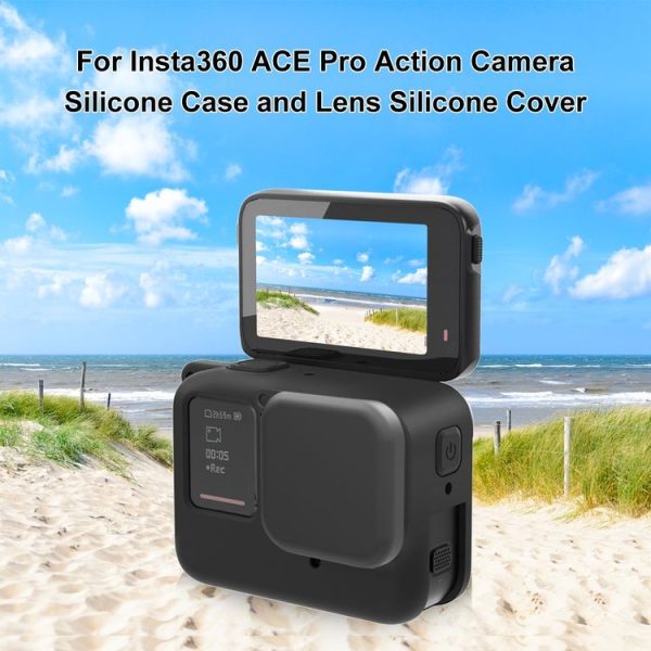 Insta360 Ace Pro PULUZ Body Silicone Protective Case with Lens Cap (Black) - Image 2