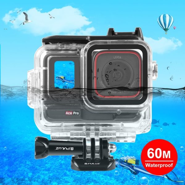 Insta360 Ace Pro PULUZ 60m Underwater Waterproof Housing Case with Base Adapter & Screw (Transparent)