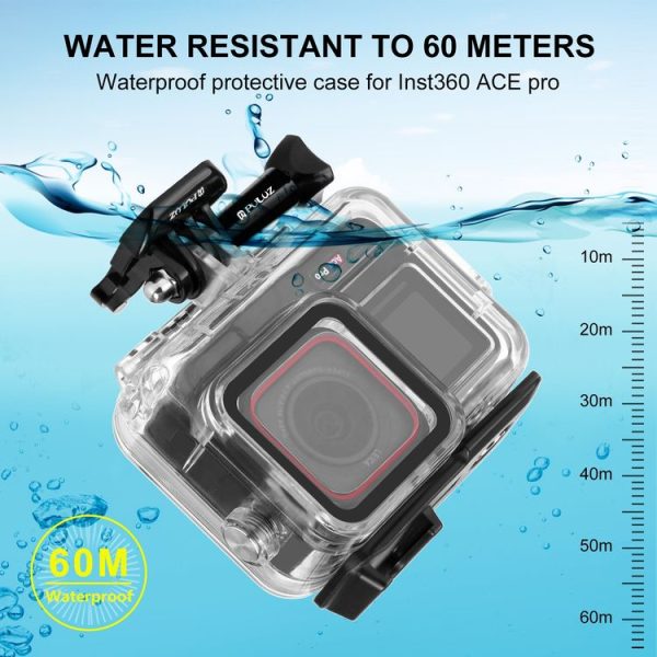 Insta360 Ace Pro PULUZ 60m Underwater Waterproof Housing Case with Base Adapter & Screw (Transparent) - Image 7