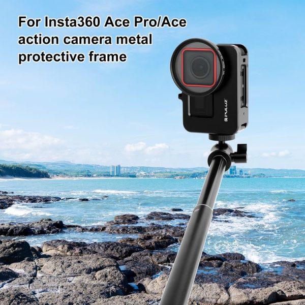 Insta360 Ace Pro / Ace PULUZ Metal Cage Adapter Frame with 52mm UV Filter & Adapter Ring (Black) - Image 2